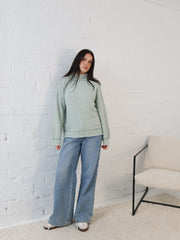 Shellie Knit -Sage Stripe