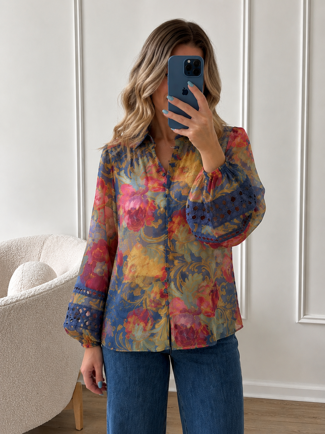 Bloom Shirt- Pink/Green/Indigo