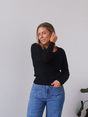 Selma Long Sleeve Knit Top - Black