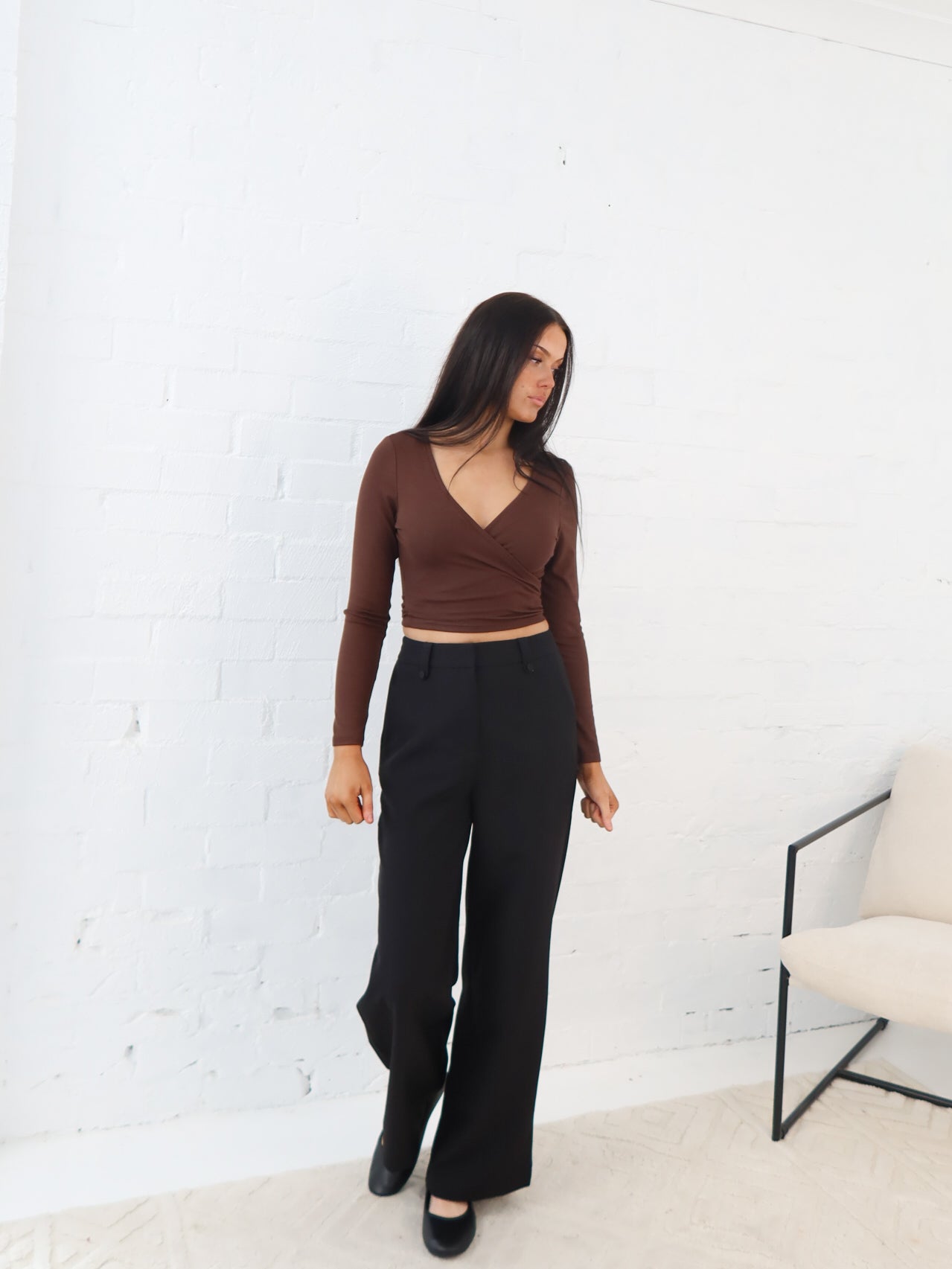 Aisha Wrap Top- Chocolate