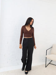 Aisha Wrap Top- Chocolate