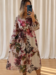 Bloom Dress- Beige Floral