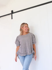 Tibby Blouse- Black Gingham