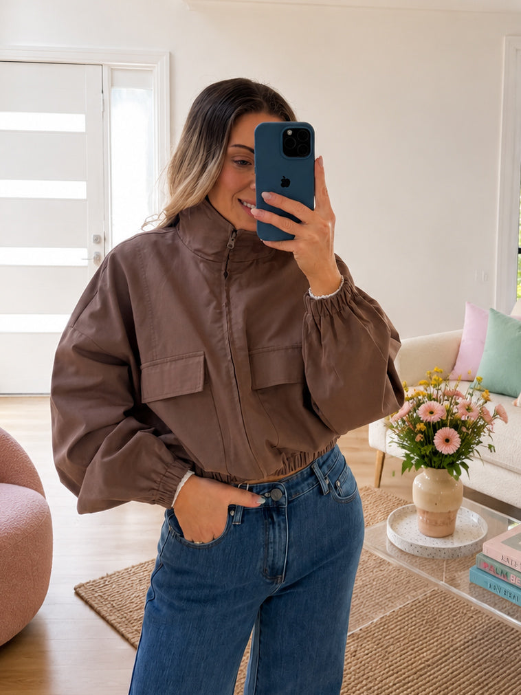 Shasha Bomber Jacket- Coffee