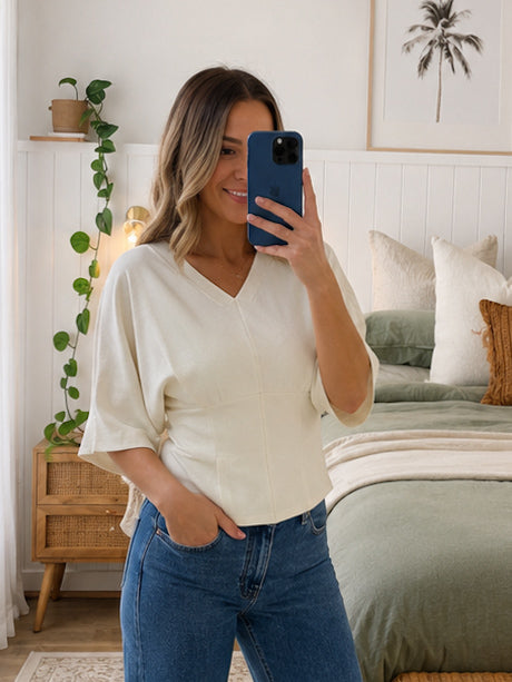 Henley Top- Ivory
