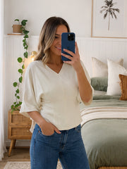 Henley Top- Ivory