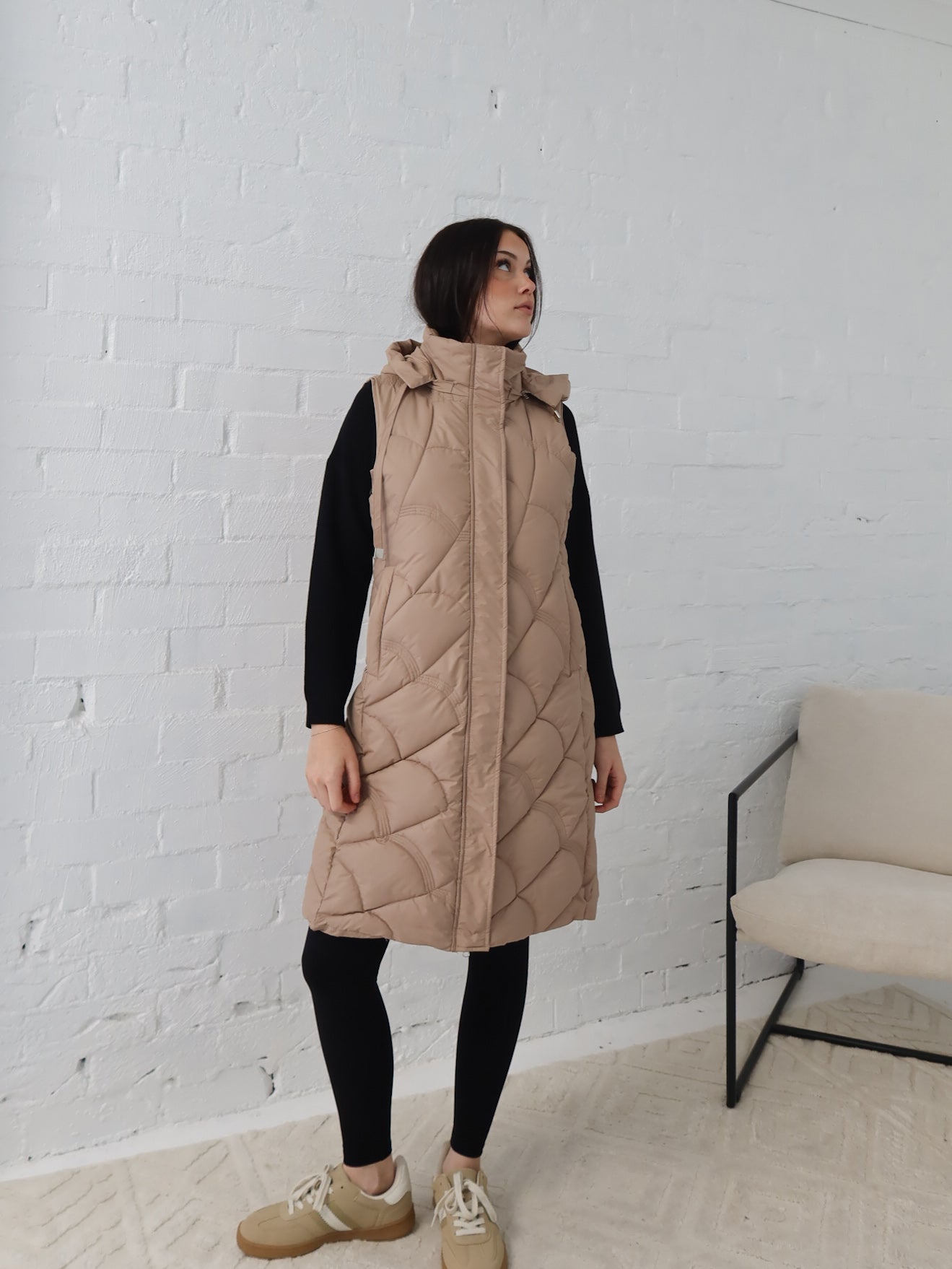 Miranda Longline Vest- Beige