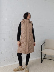 Miranda Longline Vest- Beige