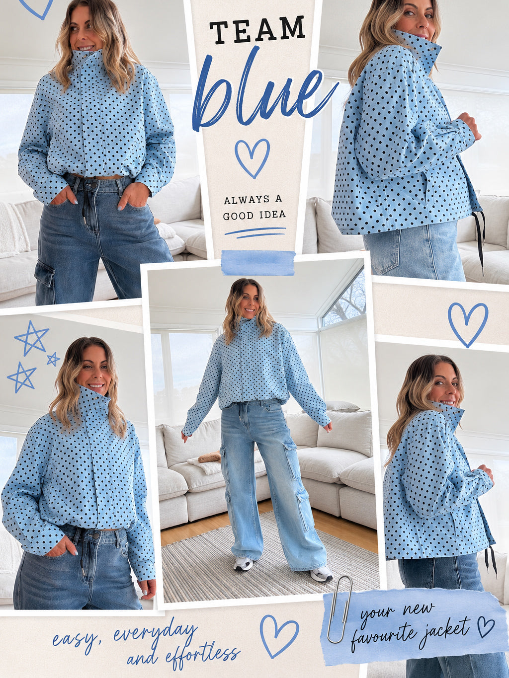 Polka Dot Jacket- Blue
