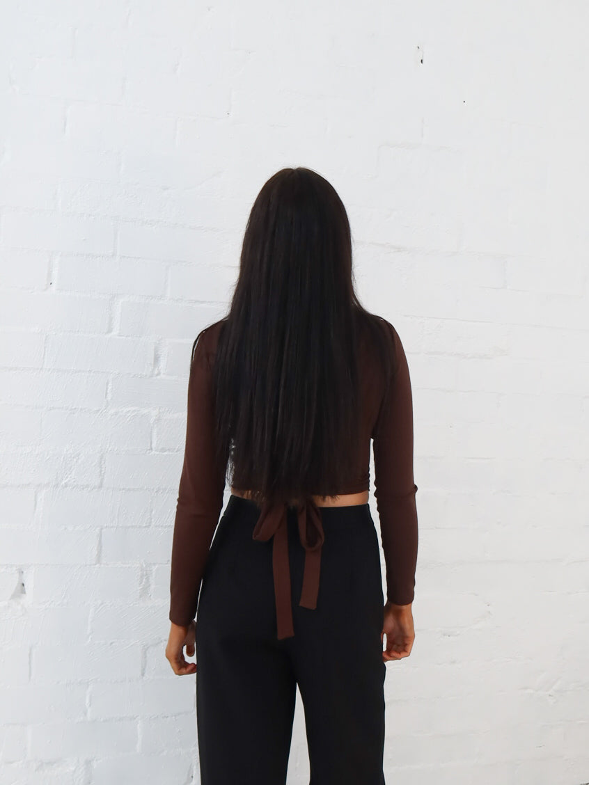 Aisha Wrap Top- Chocolate