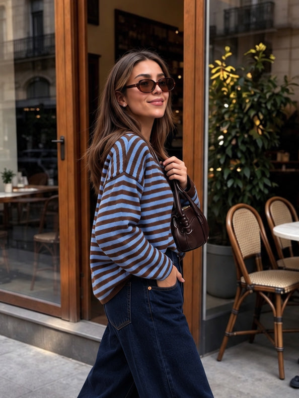 Abby Knit- Chocolate/Blue