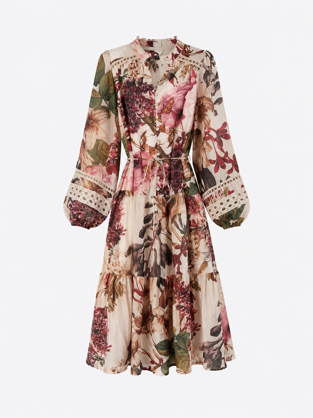 Bloom Dress- Beige Floral