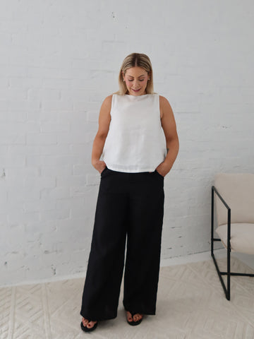 Andie Linen Pants - Black