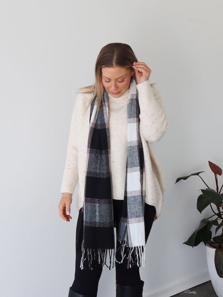 Maddie Scarf - Black/Tan/Grey