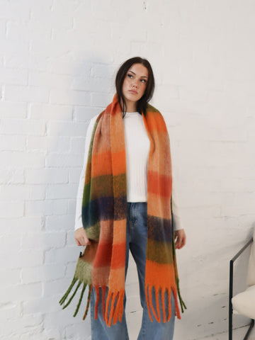 Neve Scarf - Rust/Orange/Green