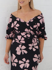 Lucy Wrap Top- Pink/Black