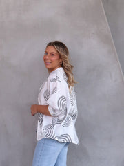 Mimi Blouse - White Swirl