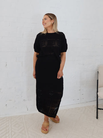 Radiance Crochet Skirt - Black