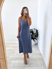 Millie Dress - Charcoal Blue