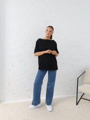 Myra Off Shoulder Tee- Black