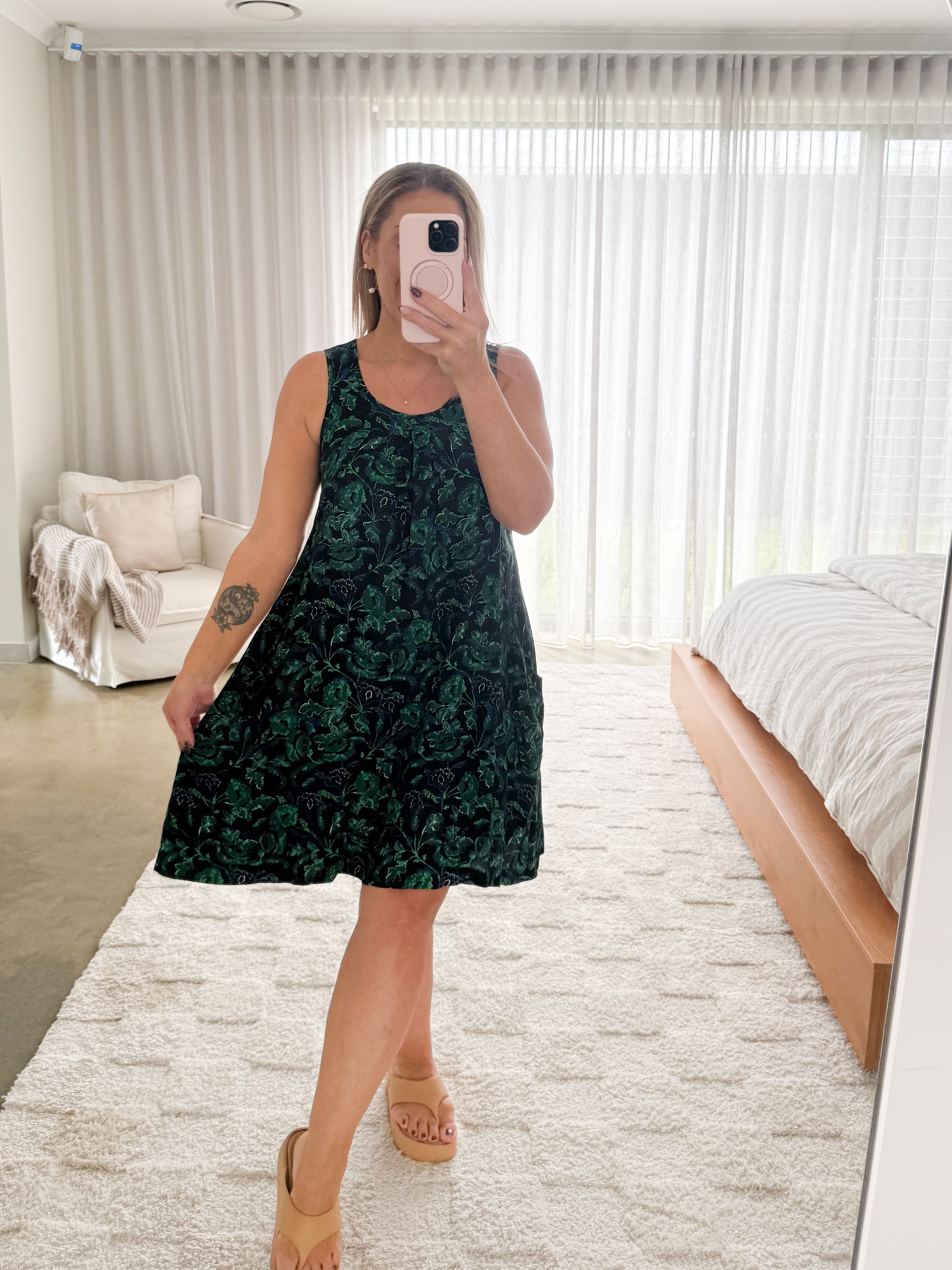 Coraline Dress- Black Leaf