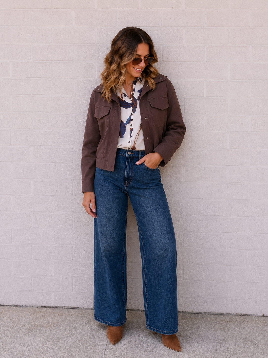 Bloom Shirt- Blue/Tan/White