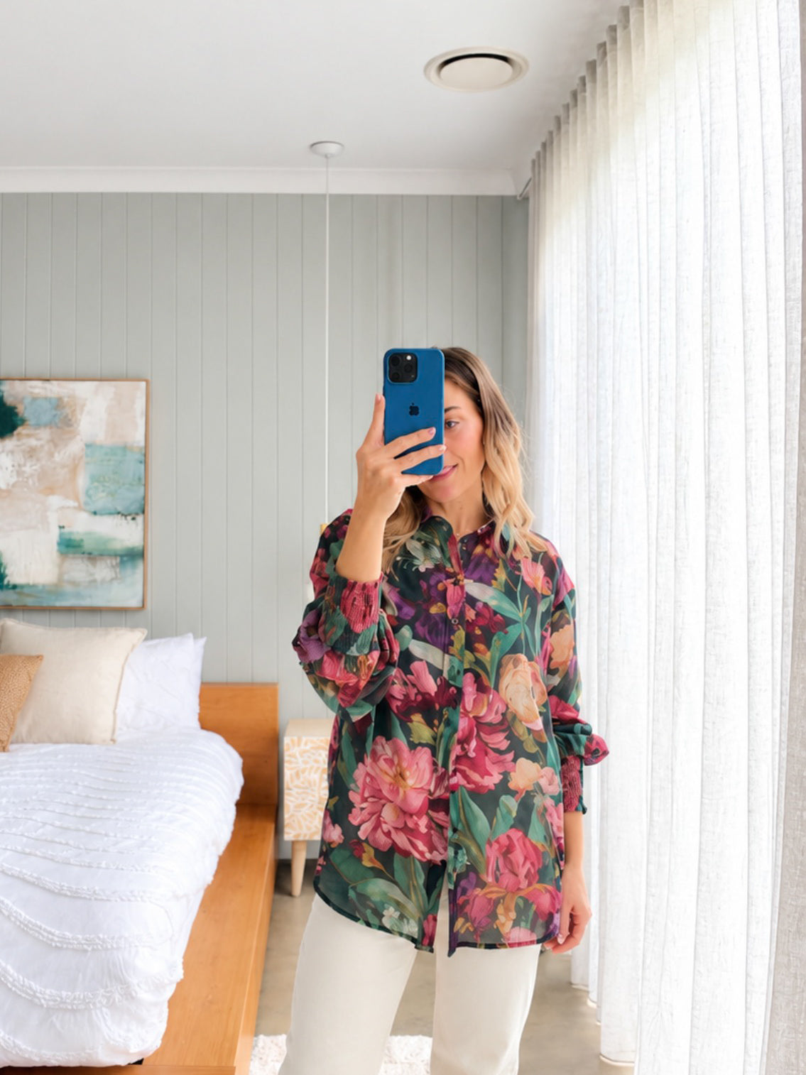 Liliana Shirt- Emerald Floral