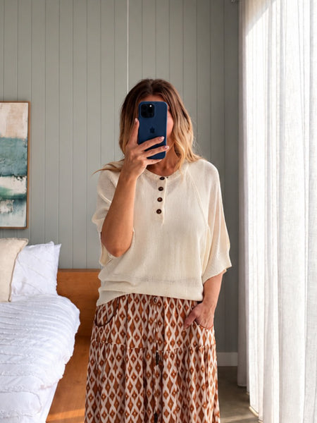 Alice Knit Top-Vanilla