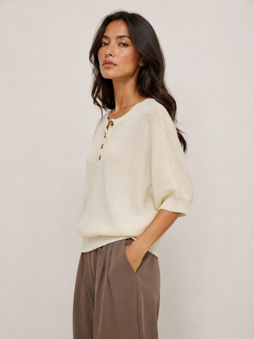 Alice Knit Top-Vanilla