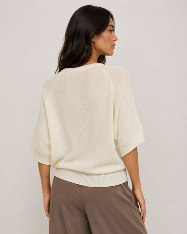 Alice Knit Top-Vanilla