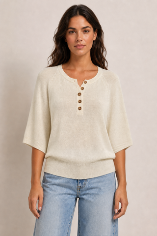 Alice Knit Top-Vanilla