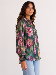 Liliana Shirt- Emerald Floral