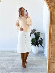 Rainee Denim Skirt- Cream