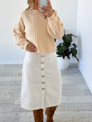 Rainee Denim Skirt- Cream