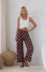 Polka Dot Barrel Jeans- Chocolate/Pink